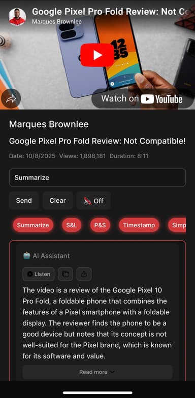 AI responses and summaries