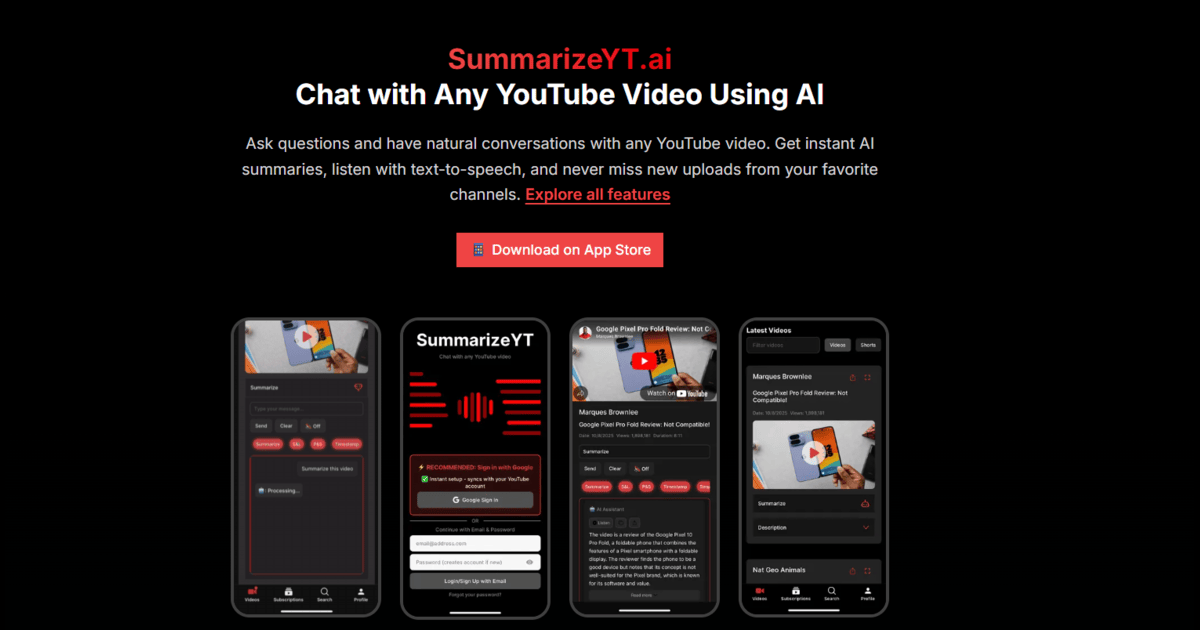 Chat with Any YouTube Video Using AI | SummarizeYT.ai - Free YouTube ...